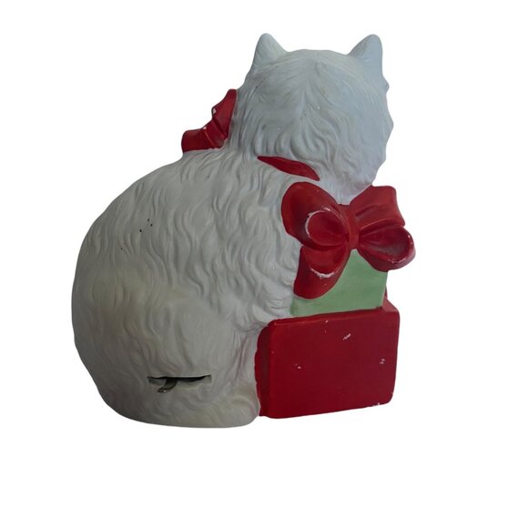 Vtg 1990 Enesco G.G. Santiago White Christmas Cat Music Box Song Happy Holidays - Picture 6 of 9